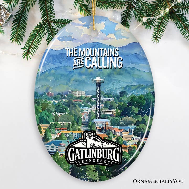 Classic Gatlinburg Tennessee Ceramic Ornament for wholesale by OrnamentallyYou