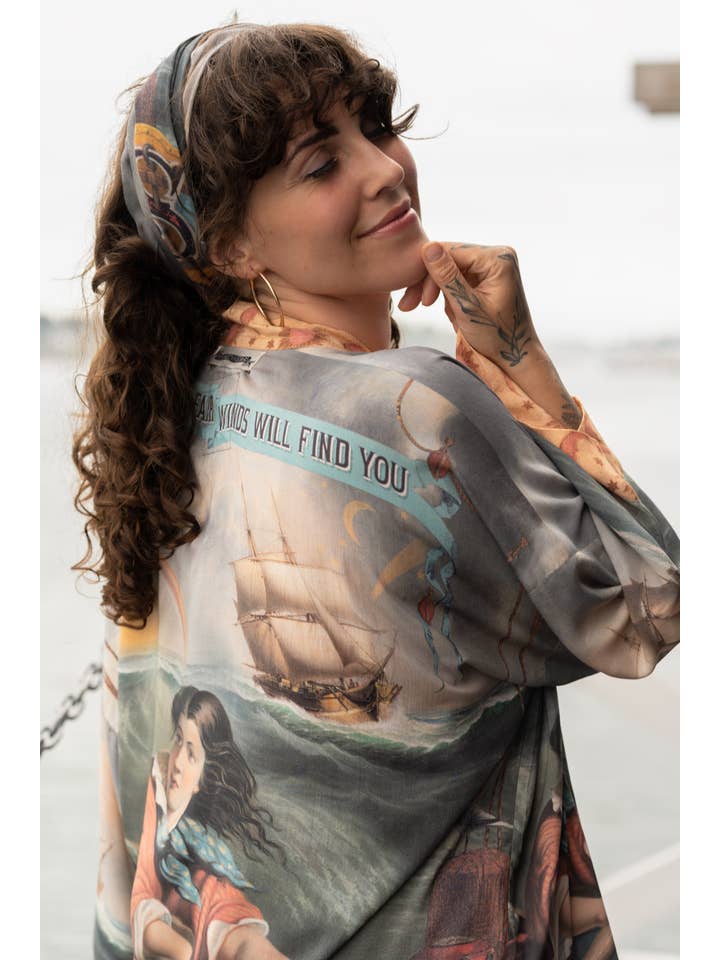 Market of Stars - Wholesale Kimono - Women's - Hold Fast Pixie Duster Cropped Kimono w/ Boat, Rainbow