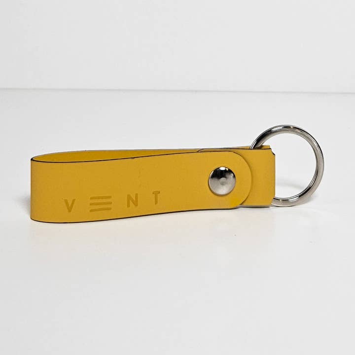 Recycled Leather Keyring - Yellow for wholesale by VENT for Change USA