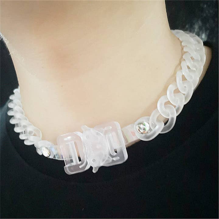 Clear Buckle Acrylic Chain Necklace N4633 for wholesale on Faire6