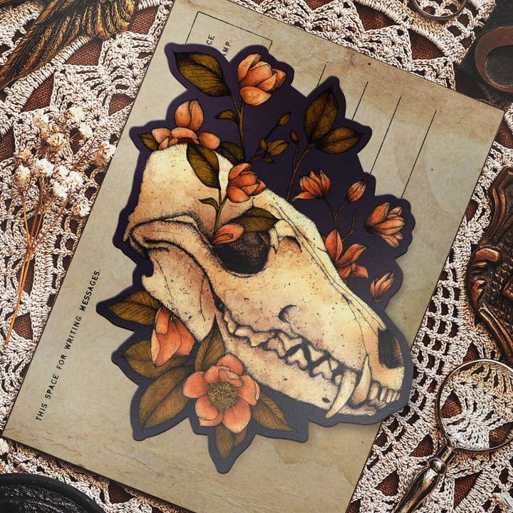 Fox Skull - Autocollant en vinyle pour la vente par Print is Dead