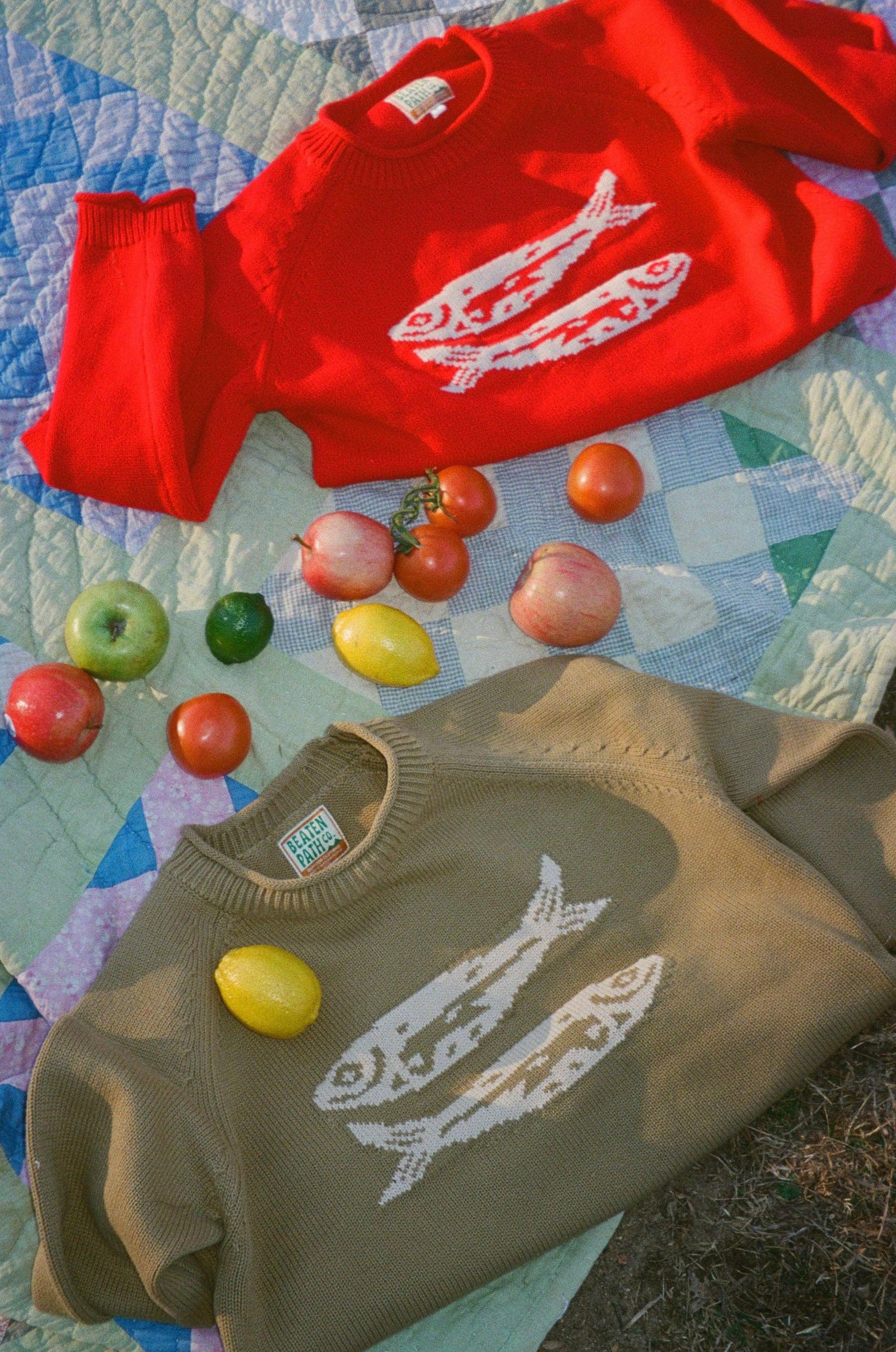 Beaten Path Co - Wholesale Knit Sweater - Unisex - RED COTTON FISH SWEATER10