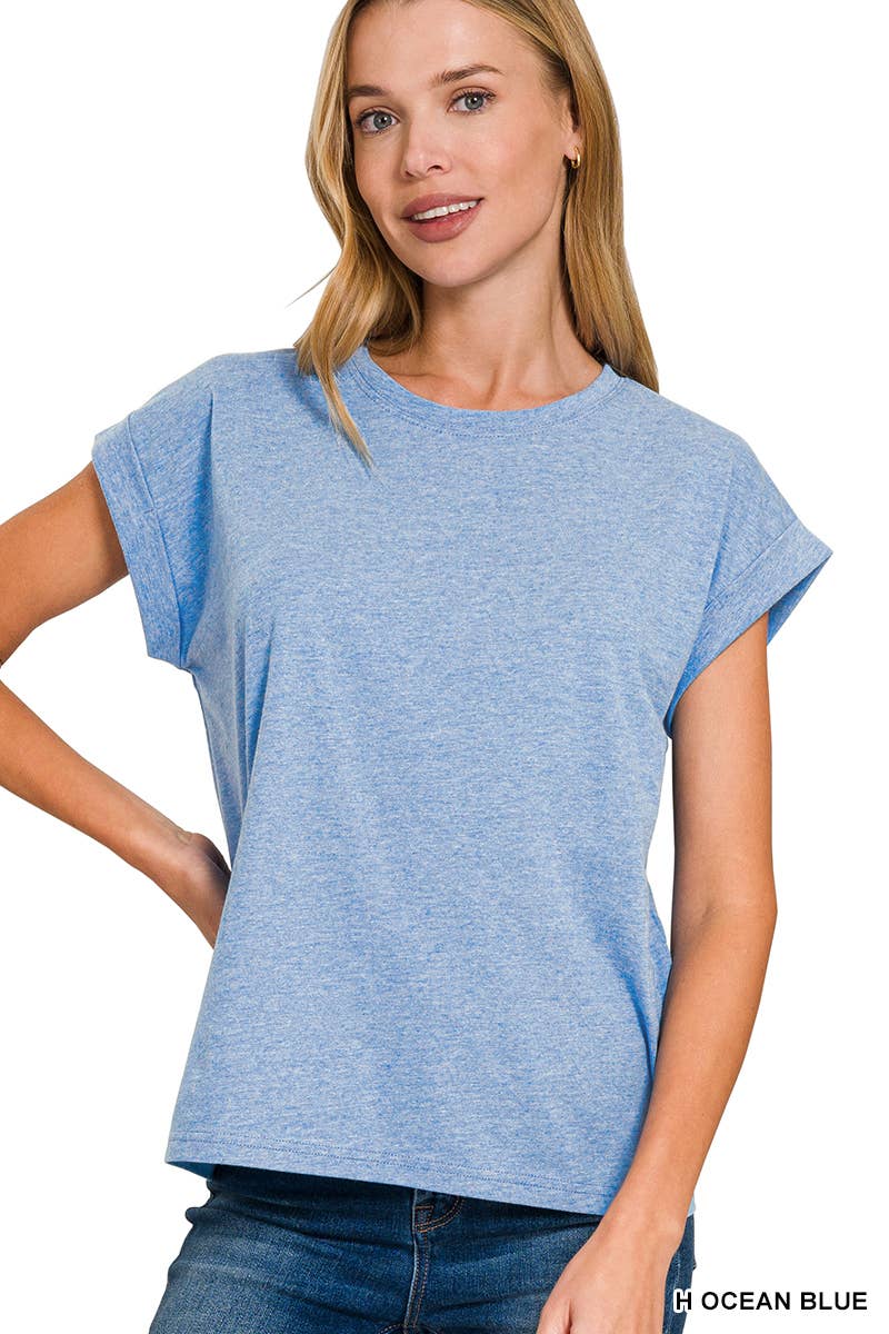 42POPS - Wholesale T-Shirt - Women's - `.Round Neck Folded Short Sleeve T Shirt7
