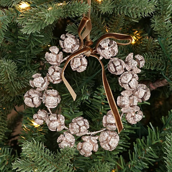 M32863-Champagne Cracked Hickory Nuts ornament-5in Ring for wholesale by Impressive Enterprises, Inc.