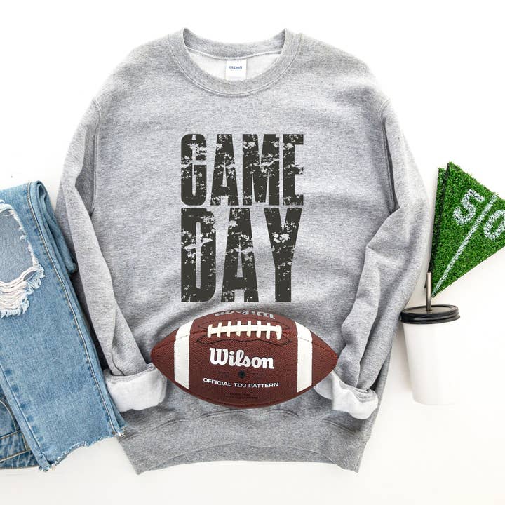 Game Day Block Distressed Sweatshirt for wholesale by Olive And Ivory Wholesale