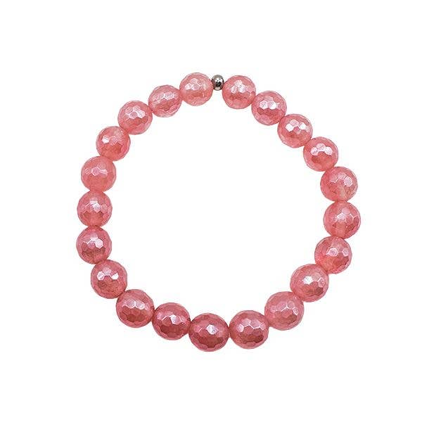 Hope & Love - Bracelet perlé en quartz cerise de 8 mm pour la vente par Featherly