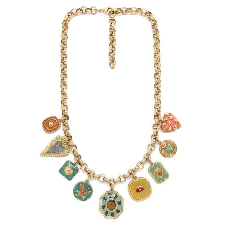 Colar com Charms de Coração Primavera e Verão - N2-2681 por atacado de LIZOU