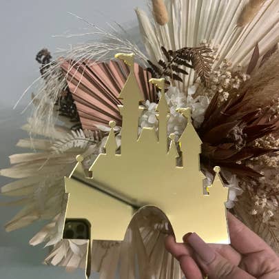 Wedding Cake Topper / Engagement Cake decor / Modern Cake topper / Gold Mirror floating cake topper / for wholesale by Lavender Co Creative