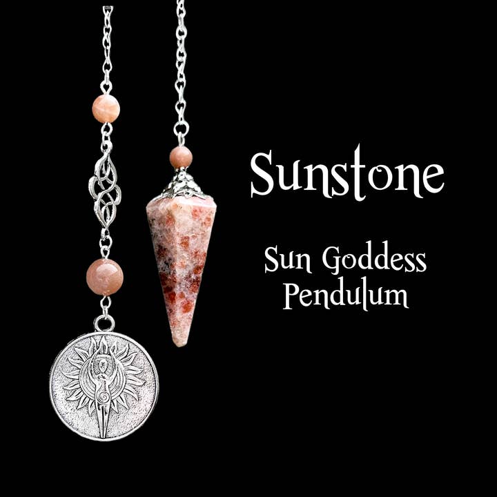 Sunstone Pendulum, with Sun Goddess for wholesale by Glorious Healing Crystals