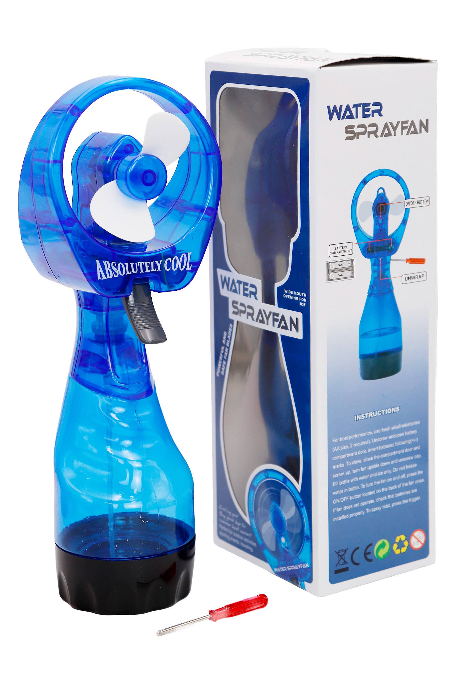 DIVERSE Bärbar vattensprayfläkt med dimfunktion - Individuell förpackning för wholesale på Faire4