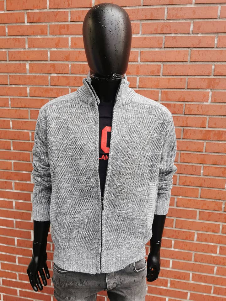 M2K 2385 WOOL AND FLEECE MEN'S CARDIGAN VEST for wholesale by LES GRENOUILLES DU MARAIS