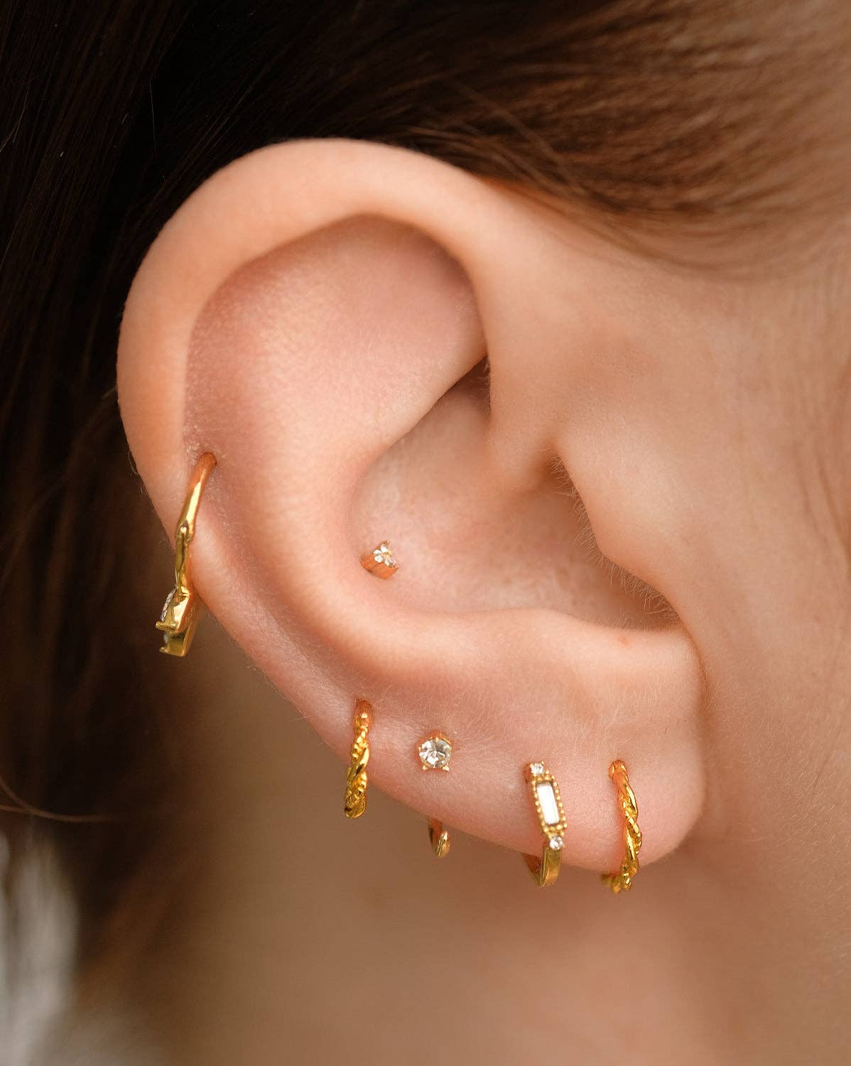 S-kin Studio Jewelry - Wholesale Stud/post earrings - 14K Solid Gold Angela Tiny Trio Stud6