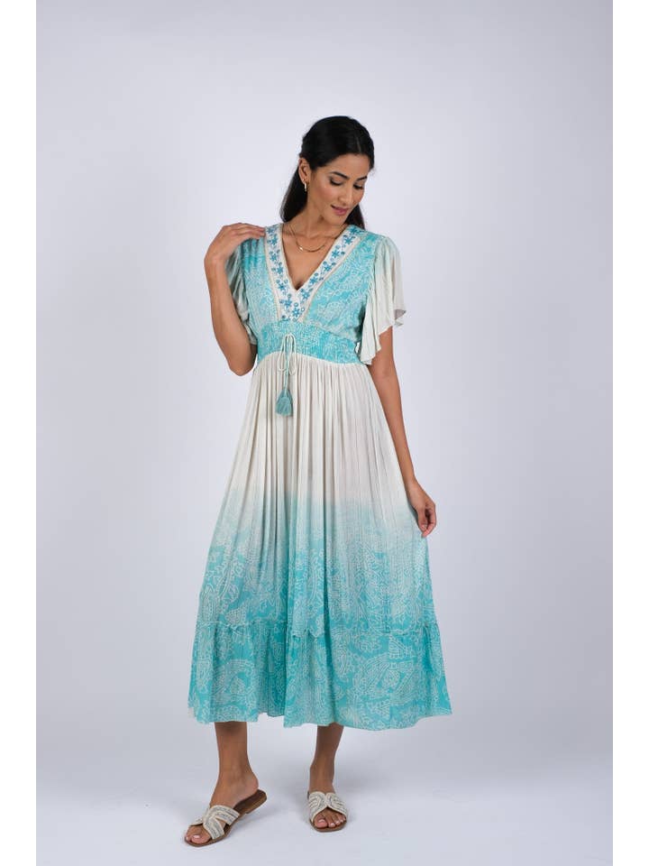Sacred Threads - Wholesale Dress - Women's - Blue Ombre Enchanting Summer Maxi Dress
