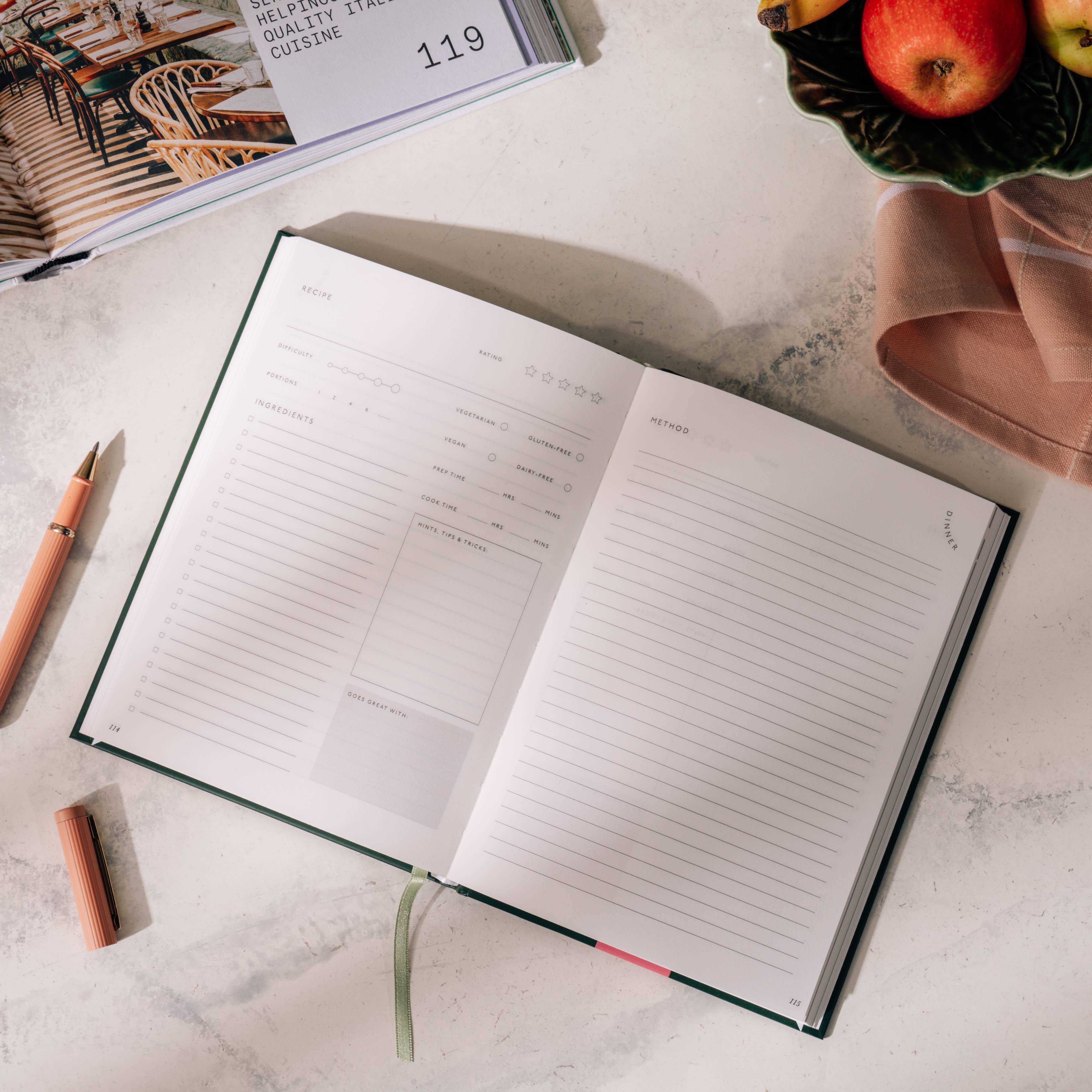Papier - Wholesale Journal/Diary - Guided Recipe Journal, A5 Hardcover - Al Fresco5
