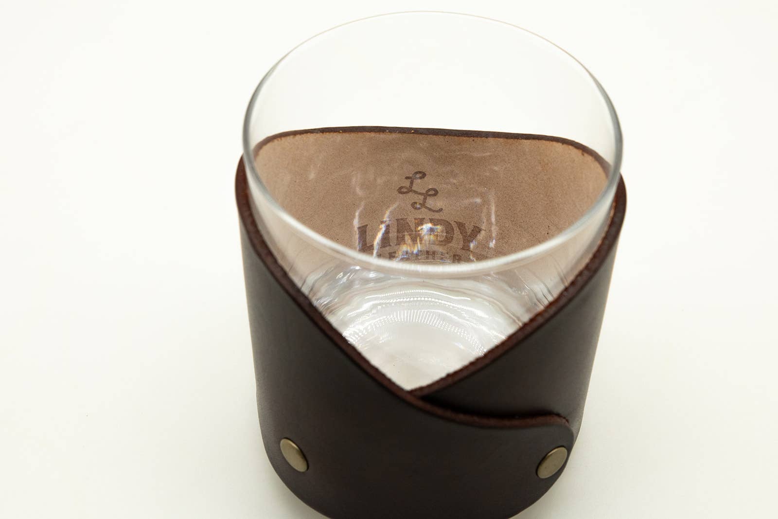 Lindy Leather – wholesale Cocktail-/likörglas – Läder Rocks-glas - Enkel3