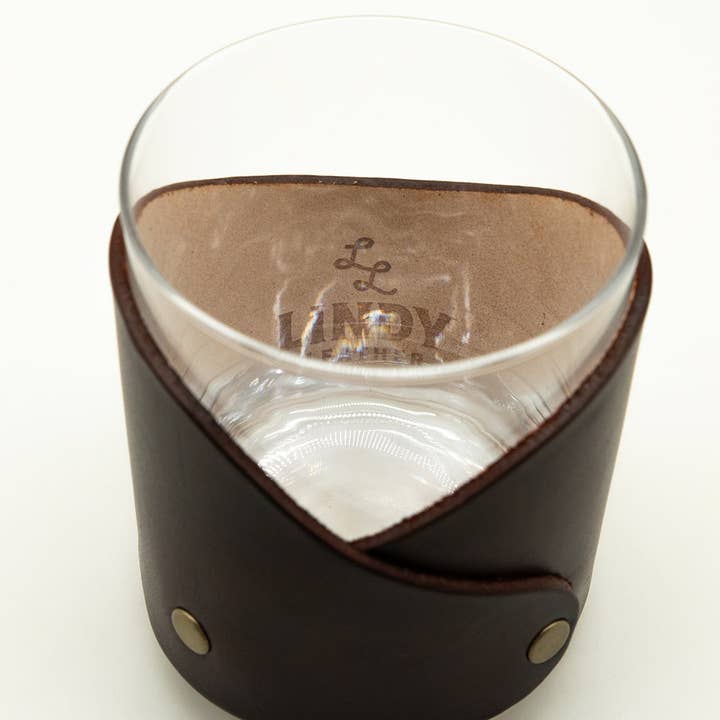 Lindy Leather - Wholesale Cocktail/Liquor Glass - Leather Rocks Glass - "Call Me Old Fashioned"4