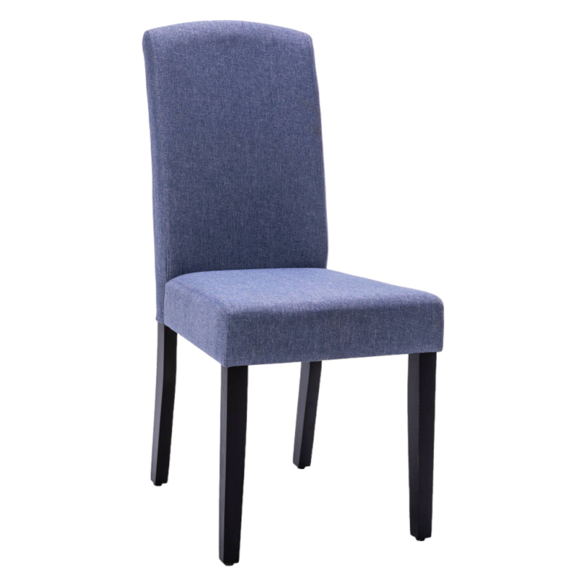HomeRoots - Wholesale Chair - Set of 2 Navy Blue And Black Polyester Dining Parsons Chairs0