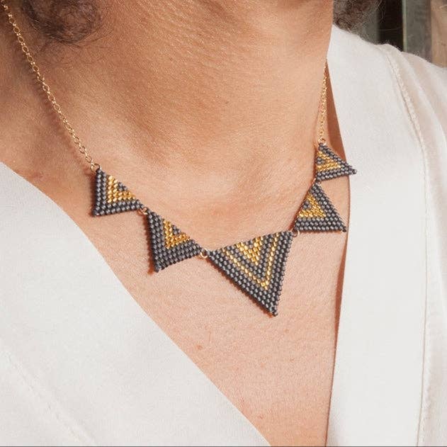 Yuka Grey & Gold Necklace for wholesale by C'cedille