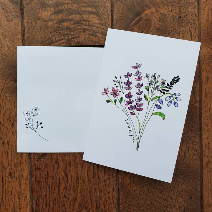 Purple Wildflower Thank You Card for wholesale by Red Cottage Creative