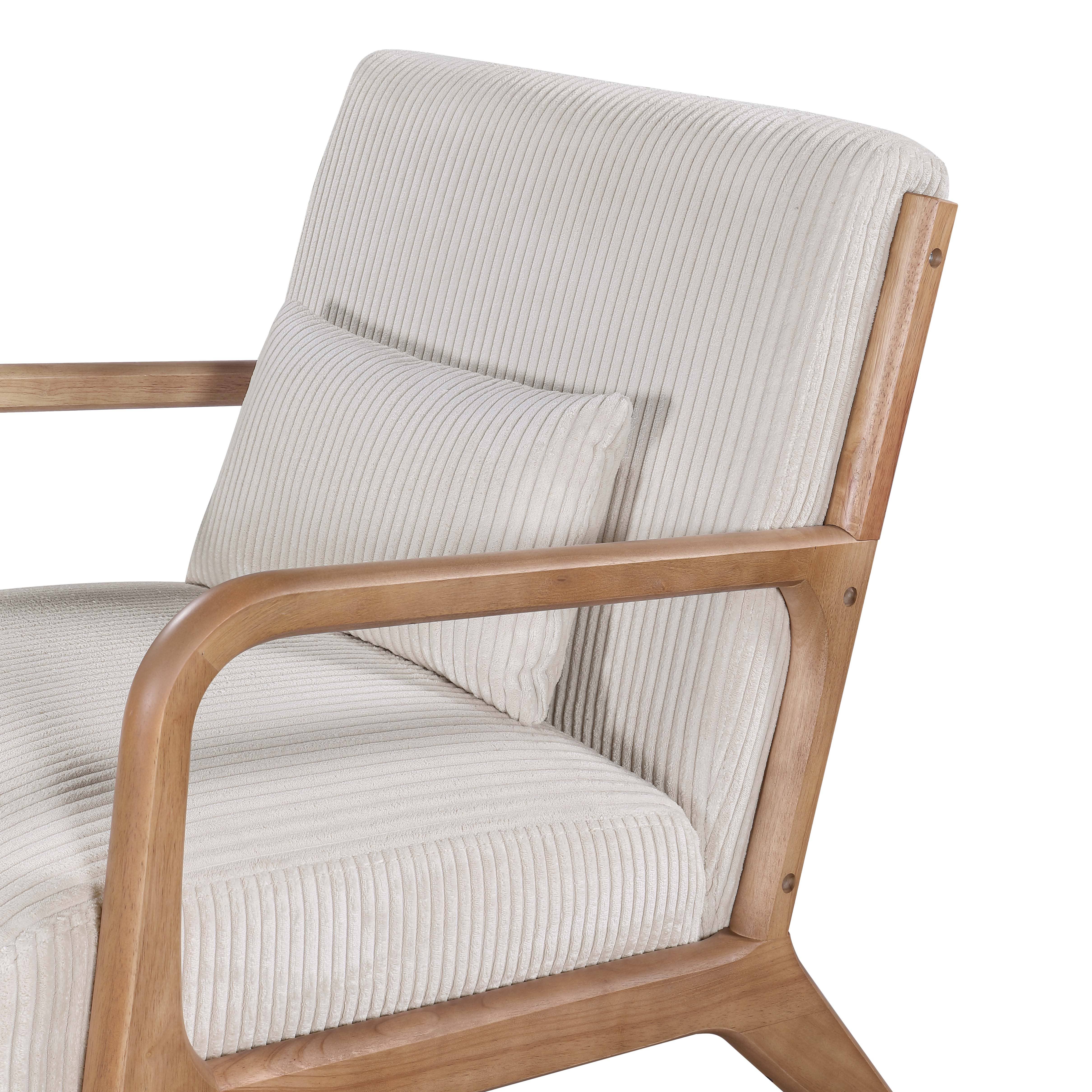 39F Inc. - Vente Chaises - Fauteuil en velours côtelé en bois, Gris/Beige/Jaune/Rose/Camel17