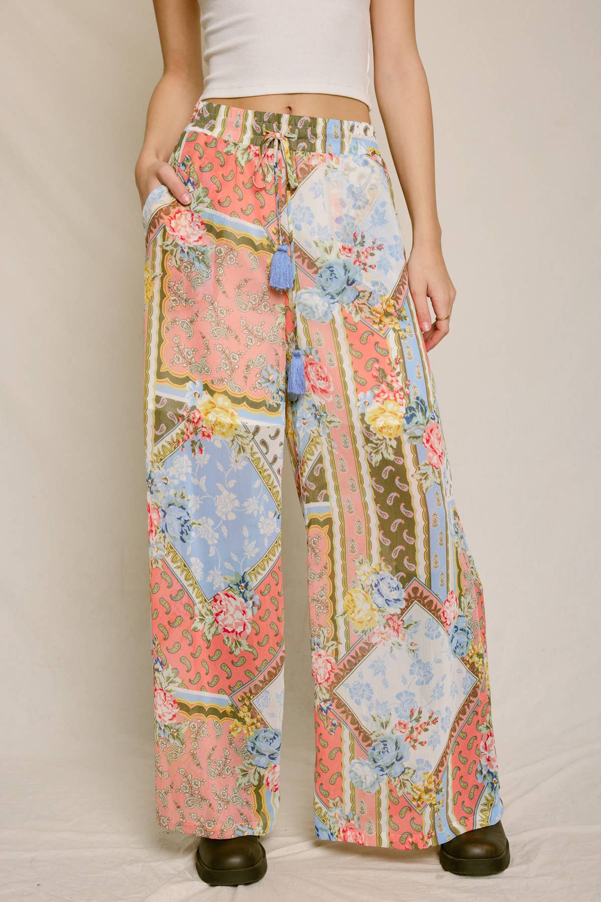 BEL AIR ROSE Sunset Symphony Wide Leg Pull On Pants (1) for wholesale on Faire4