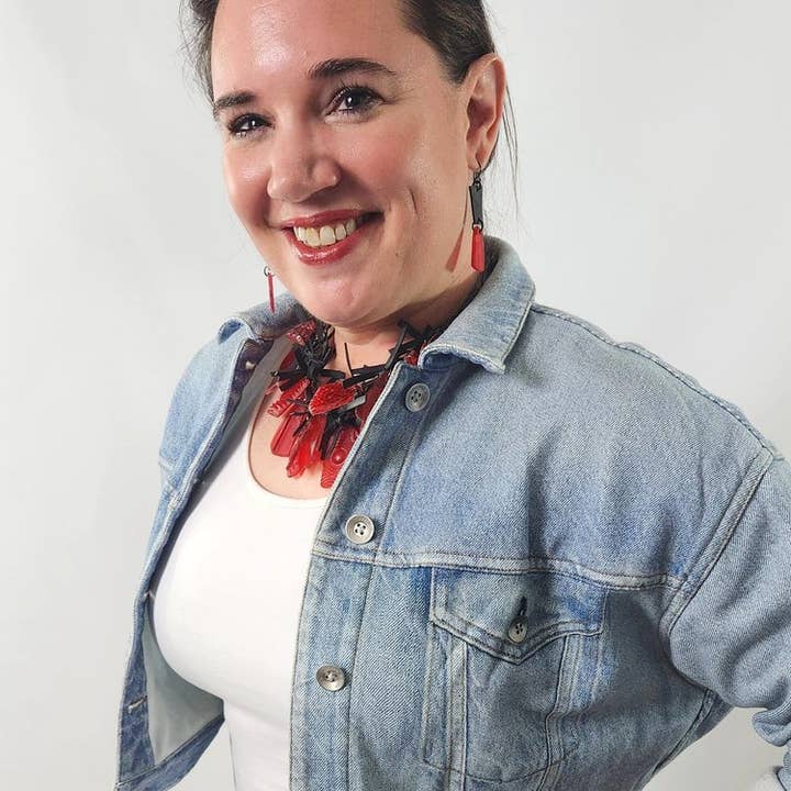 Statement Necklace, Upcycled Taillight Plastic Charm Style for wholesale by Tammy Rice