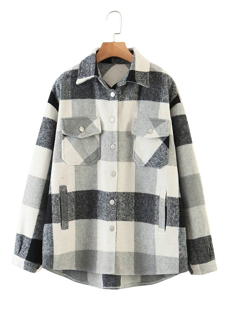 safistyle - Wholesale Shirt Jacket/Shacket - Women's - Casual Plaid Shirt Jacket8