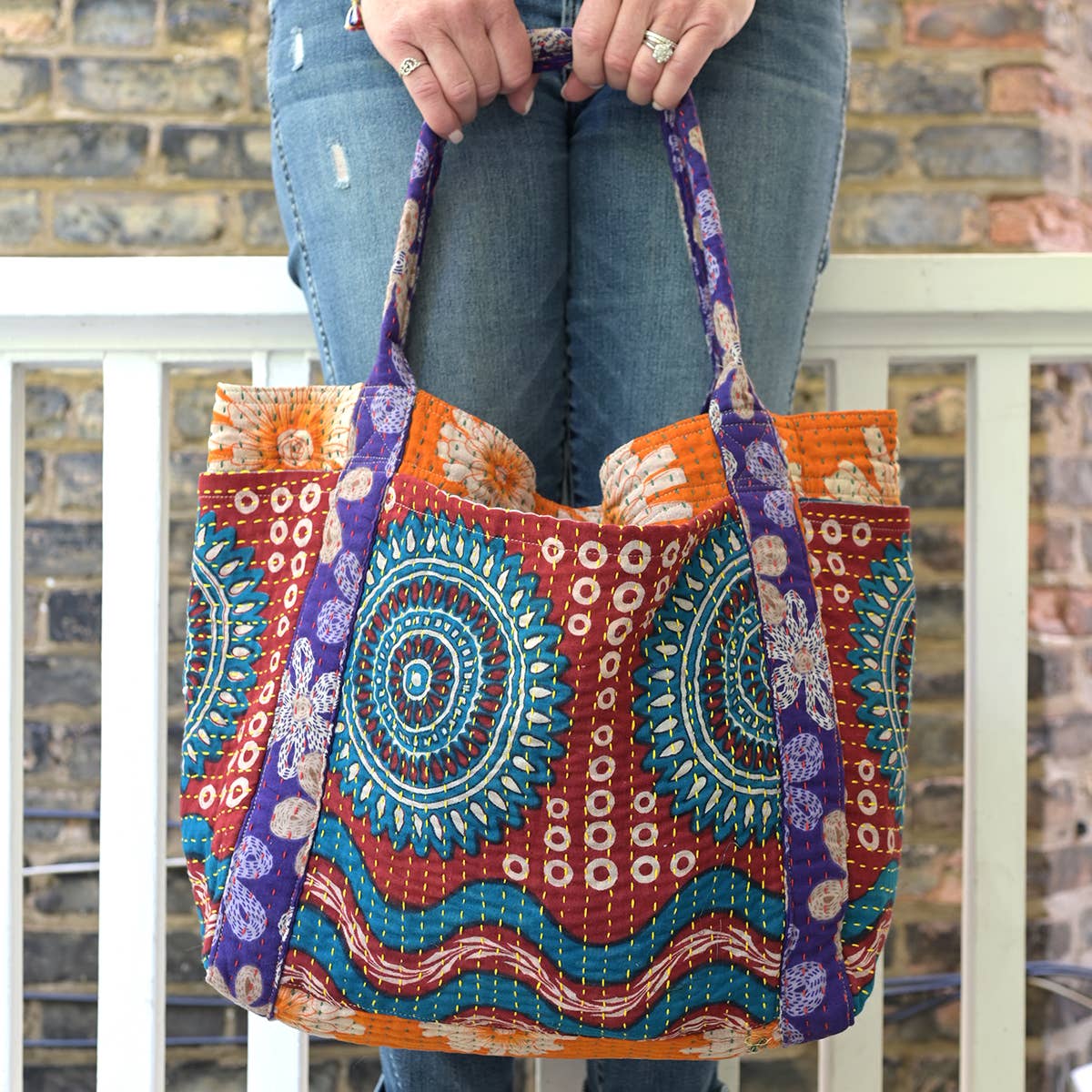 WorldFinds - Wholesale Tote Bag - Women's - Kantha Carryall Bag2