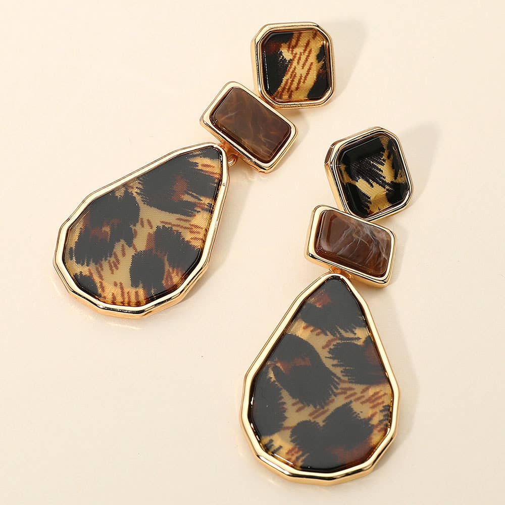 Sensibling Corp. – Großhandel Ohrhänger – Geometrische Harzplatten-Ohrringe mit Kettengliedern6