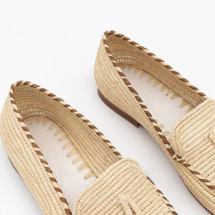 Beige Raffia Schuhe für Herren – Raffia Mokassins und Loafers für den Großhandel auf Faire4