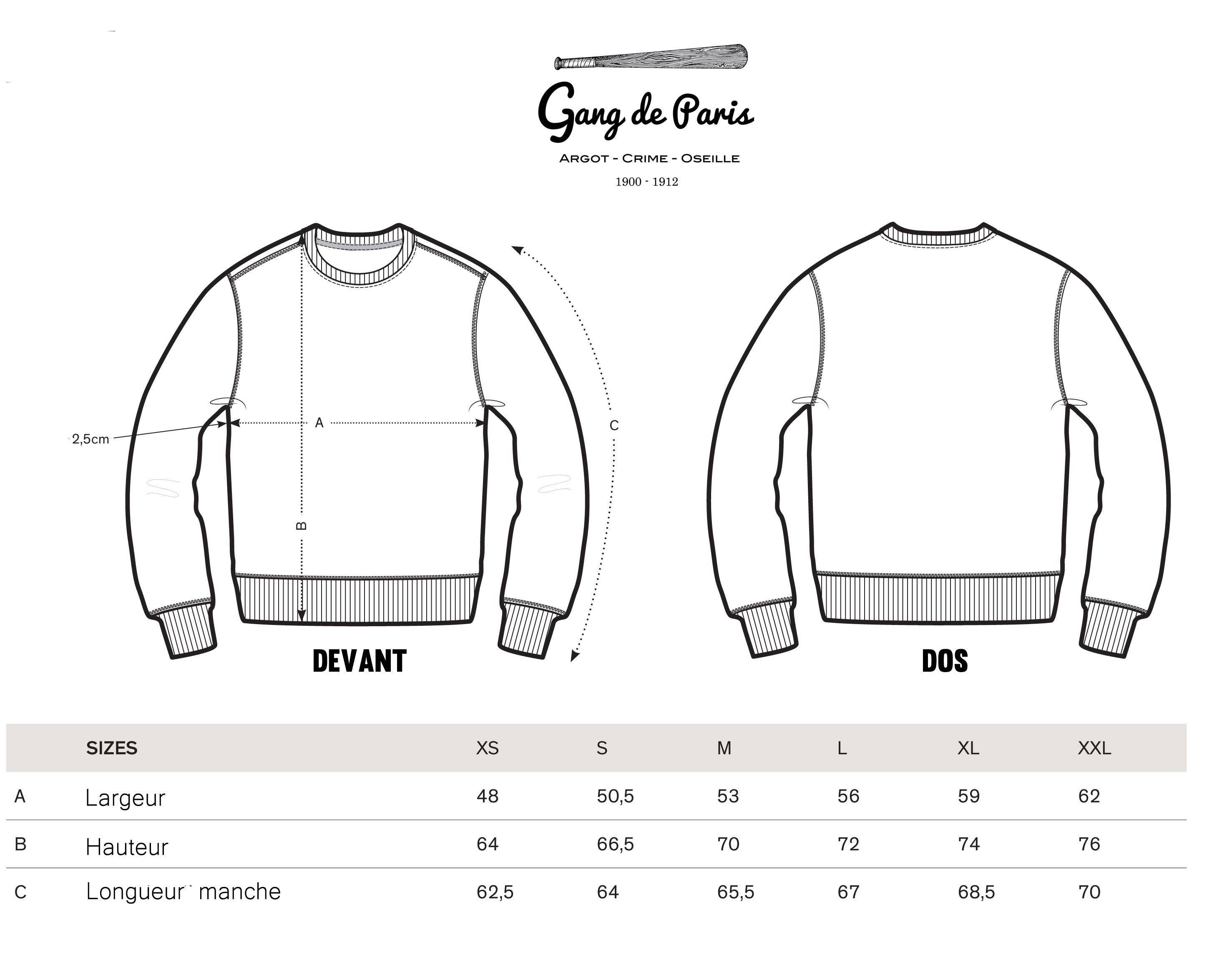 Gang de Paris - Vendita all'ingrosso Felpa stampata - Unisex - Felpa Les Guys d'Charonne3