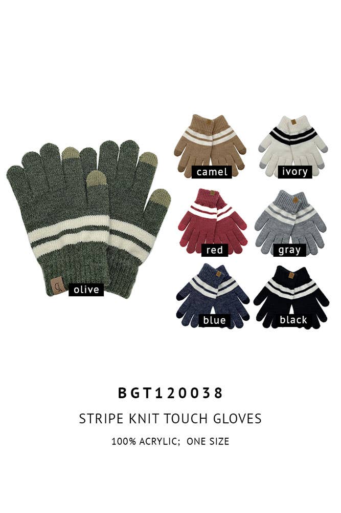 Hana - Wholesale Gloves - Women's - Super Soft Striped Knit Touch Gloves17