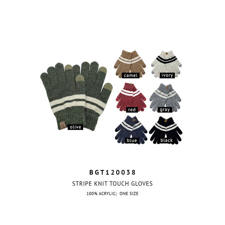 Hana – Engroshandel Handsker - Dame – Super bløde stribede strikkede berøringshandsker17