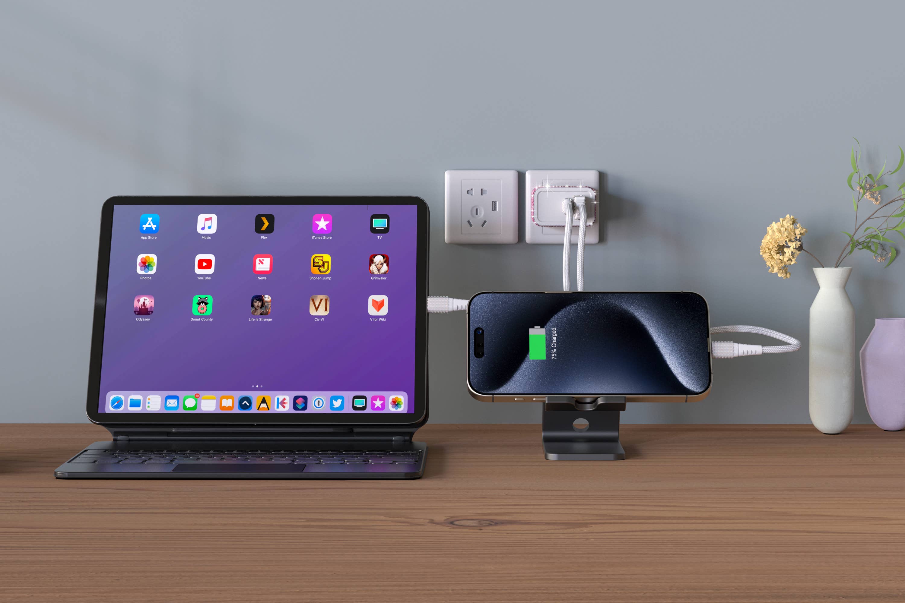 LAX Gadgets - Wholesale Portable Charger - Bling Wall Charger With Ip/Android- Multi-Color Retail Pack5