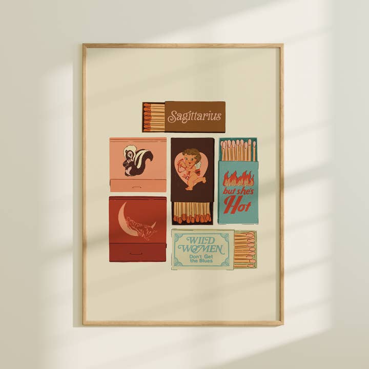 Artbaby & Co. - Wholesale Art Print - Zodiac Vintage Inspired Matchbook/Matchbox Prints