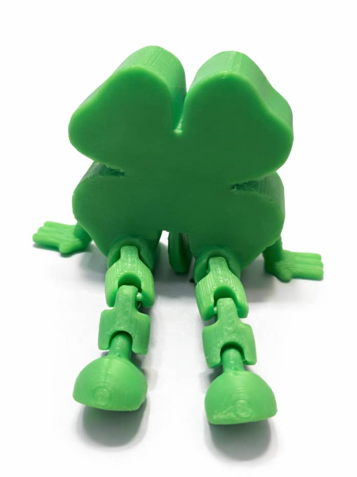 Articulated Clover Shelf Sitter | 3D Printed Lucky Shamrock for wholesale by Bub's Trading Post