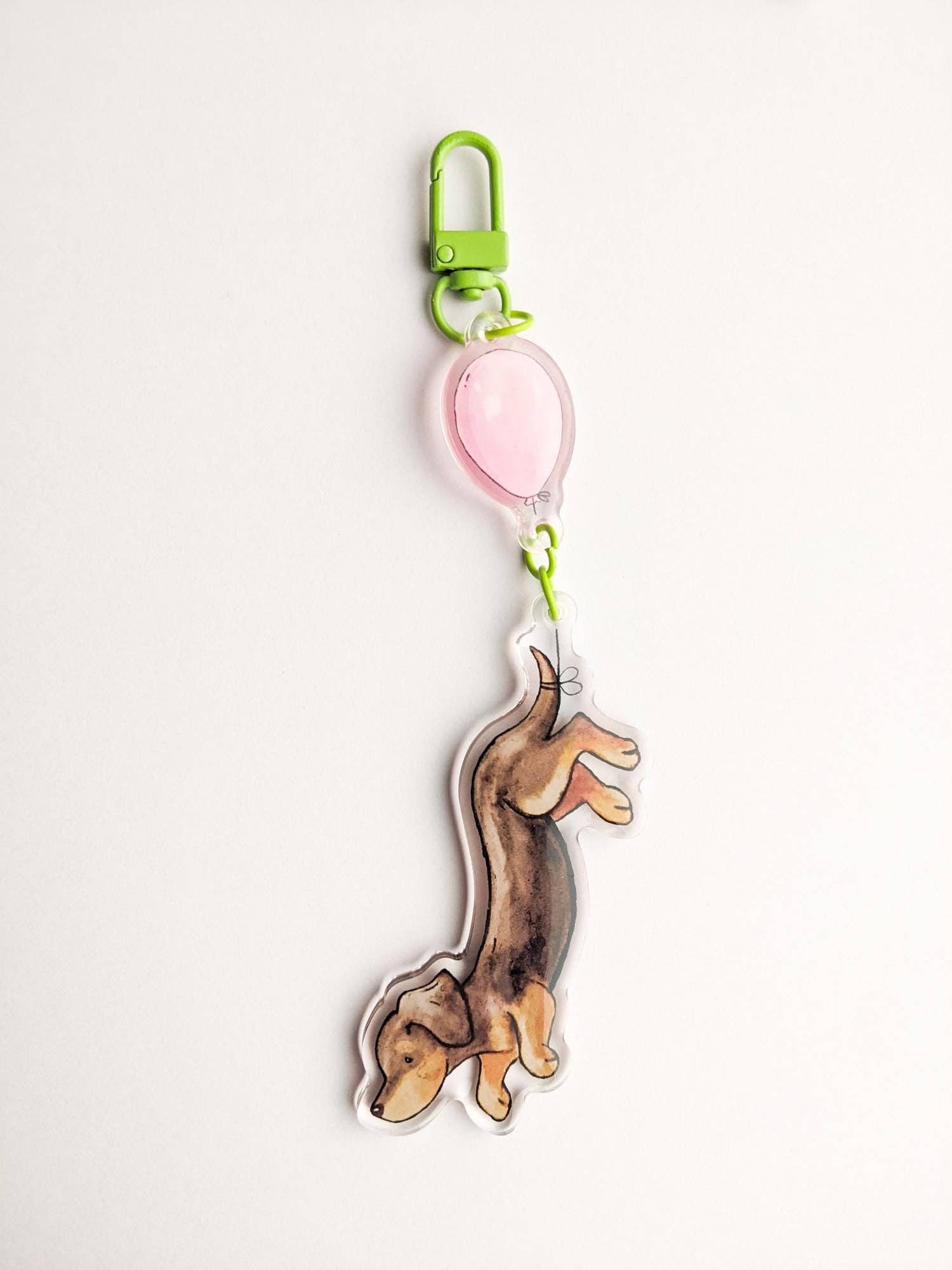 Jasper and Ruby - Wholesale Keychain - Unisex - Acrylic Dachshund with Balloon Keychain5