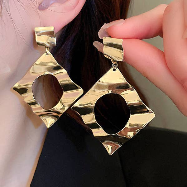 Geometric Solid Color Drop Earrings for wholesale by MoodGold