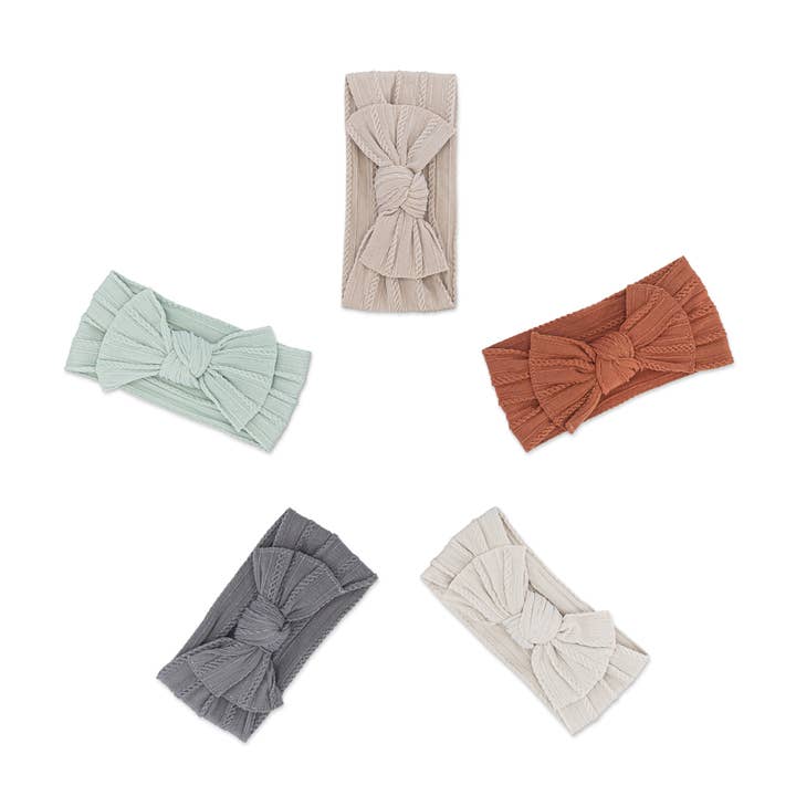 Parker Baby Co. - Wholesale Fashion Headband - Baby - Pebble Set - Cable Knit Knotted Headbands - 5 Pack