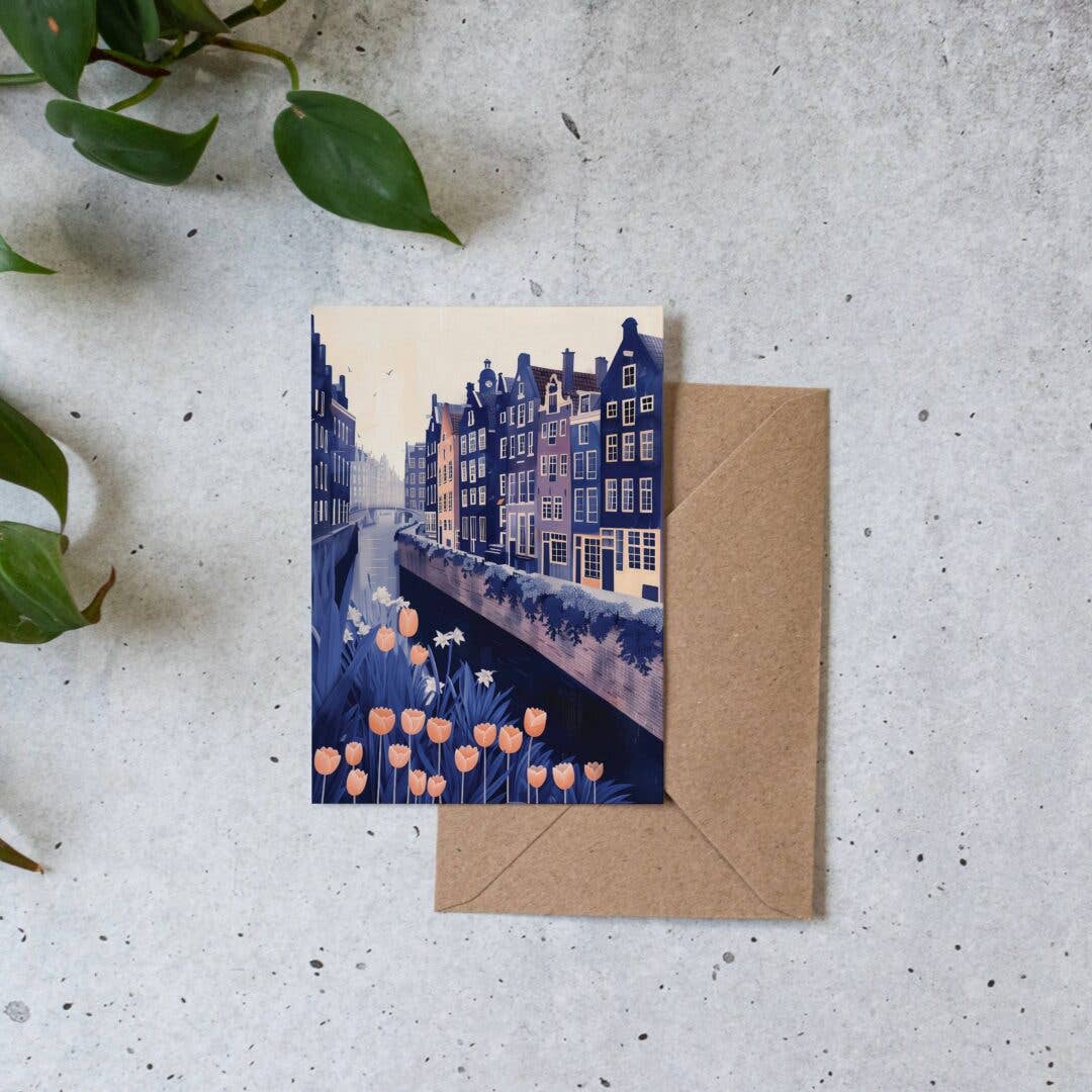 Botanopia - gifts , decor and cards for plant lovers - Vente Carte de vœux classique - Promenade le long du canal | Carte de vœux du quotidien | Néerlandais4