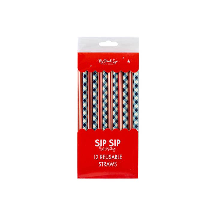SSP926 - Plaid and Stripes Reusable Straws for wholesale by My Mind’s Eye