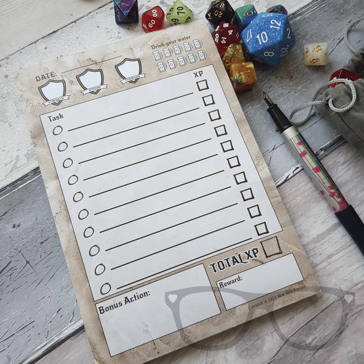 To-do list notepad Fantasy RPG A5 for wholesale by Mini Geek Boutique