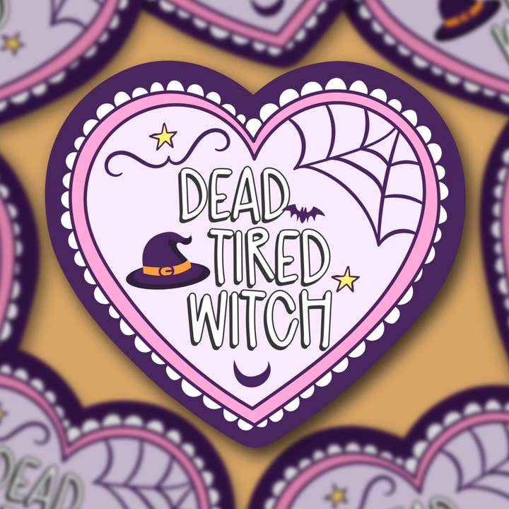 Autocollant Dead Tired Witch, Spooky Season pour la vente par Sage and Virgo