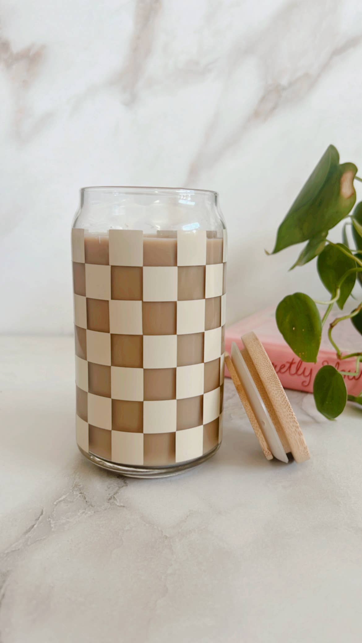 NVDSIGNZ - Wholesale Drinking Glass/Cup - Neutral Checkered Iced Coffee Glass,Libbey Beer Can Glass 2