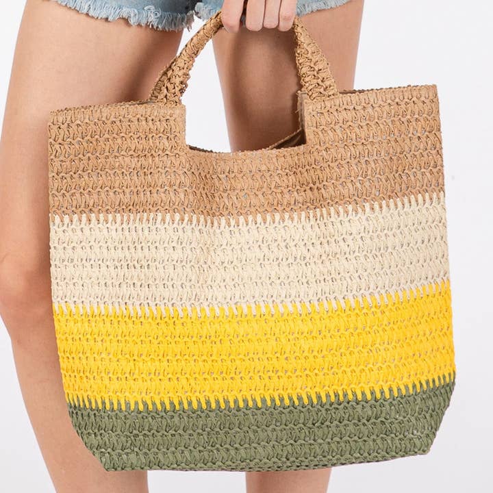 Wholesale MB0274 Multi Color Stripe Tote Bag for your store Faire