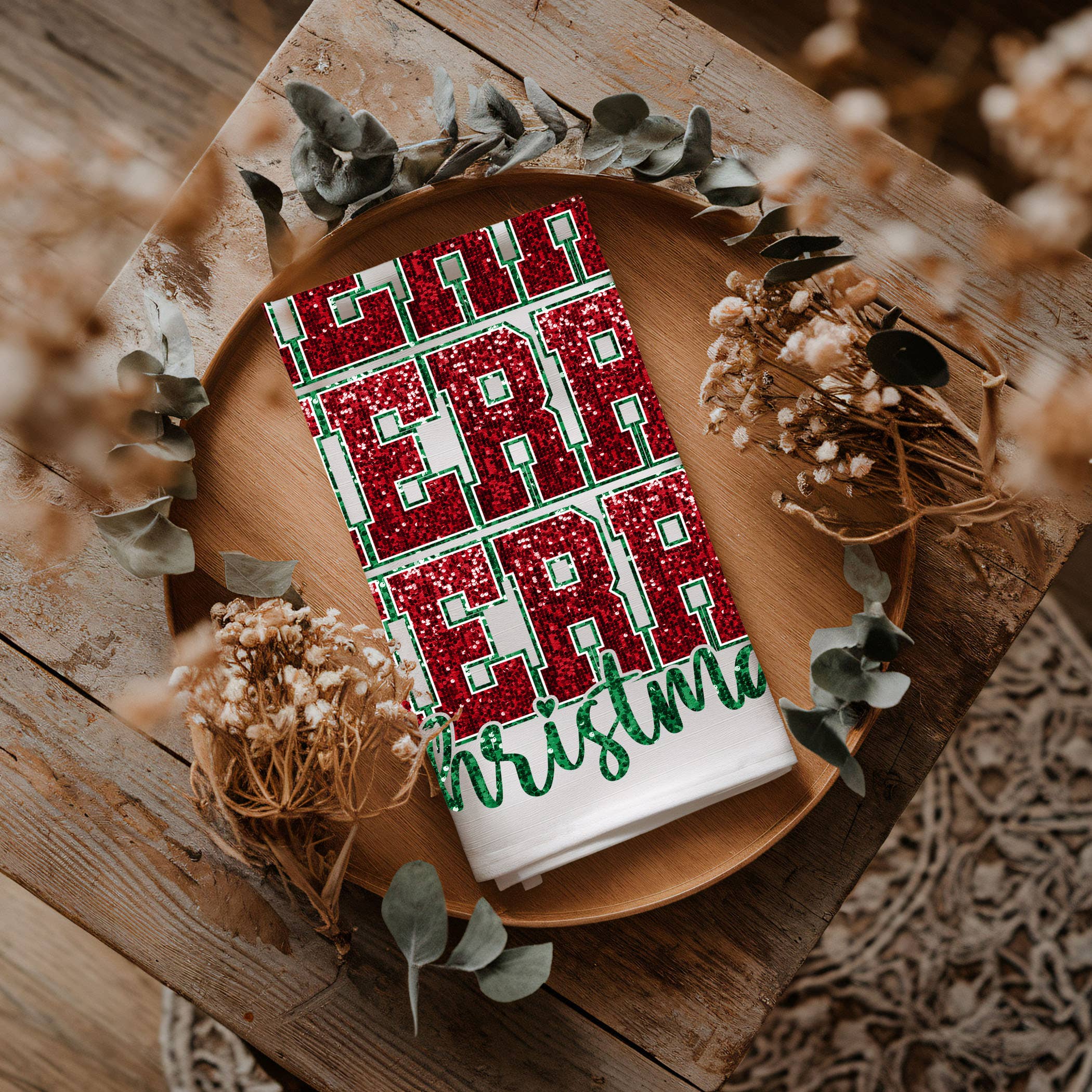 Gia Roma - Wholesale Tea Towel - Vintage Santa Holiday Kitchen Towel & Decor | Pink Christmas73