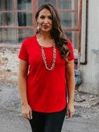 Red tee for wholesale by Bouska Boutique