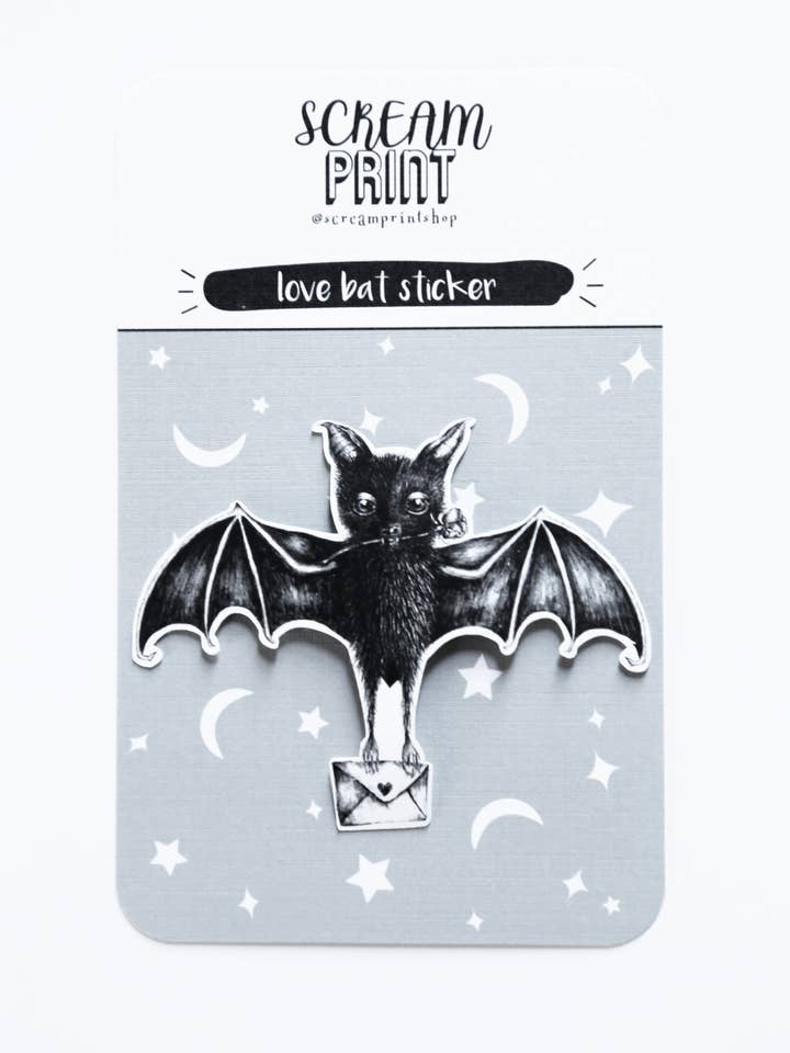 Love Bat Sticker for wholesale by ScreamPrintShop