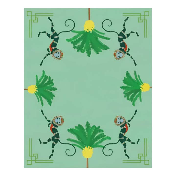 Alfombra tejida a mano con monos y palmeras para venta al por mayor de Maia Homes