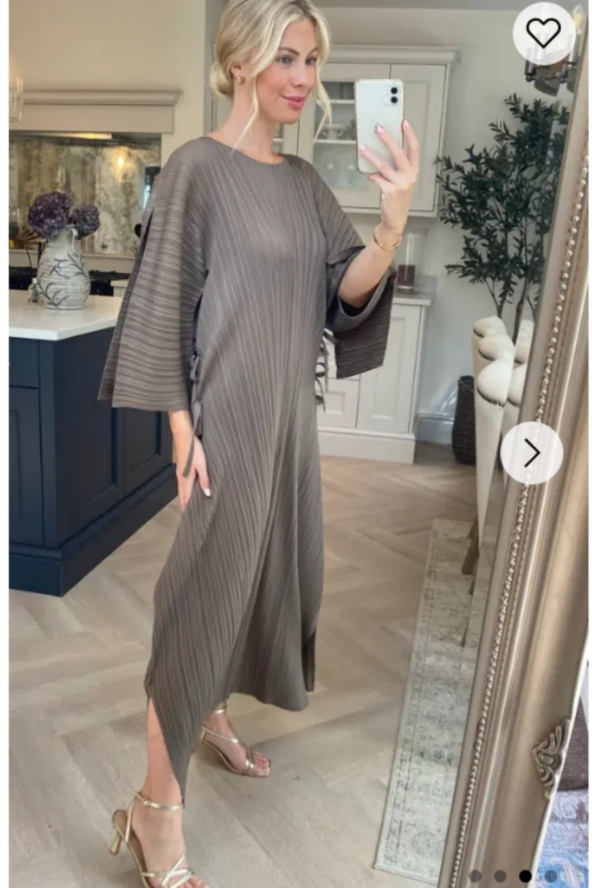 CY FASHION. LONDON – wholesale Dress – Women's – Full Length Pleated maxi dress with cap sleeves in Moka3